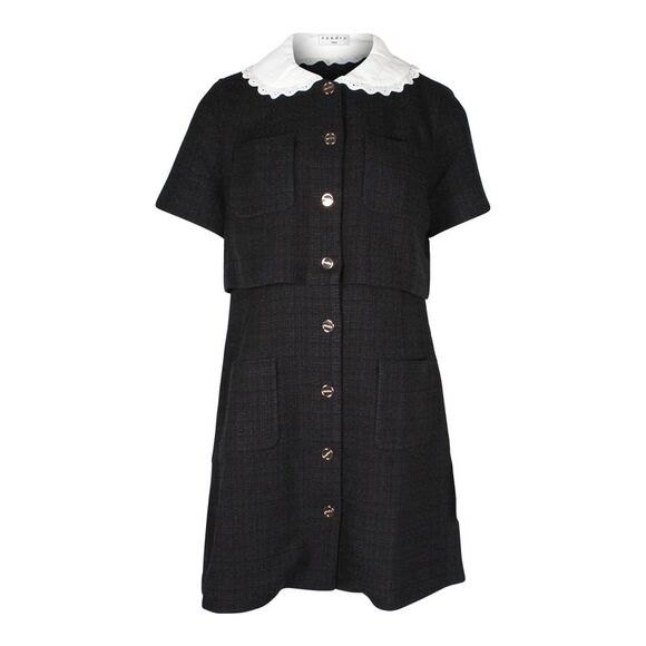 Sandro Paris Dresses & Skirts - Sandro Paris Scalloped Collar Faustine Short Dress in Black Tweed